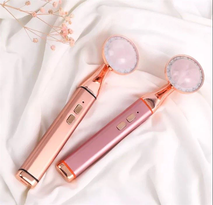 Corró de jade facial de quars rosa LED d'or de 24 quilates