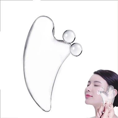 Eines de massatge facial de cristall transparent de doble perla