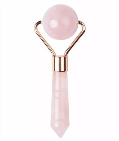 Mini rodet de jade facial de quars rosa de cap rodona